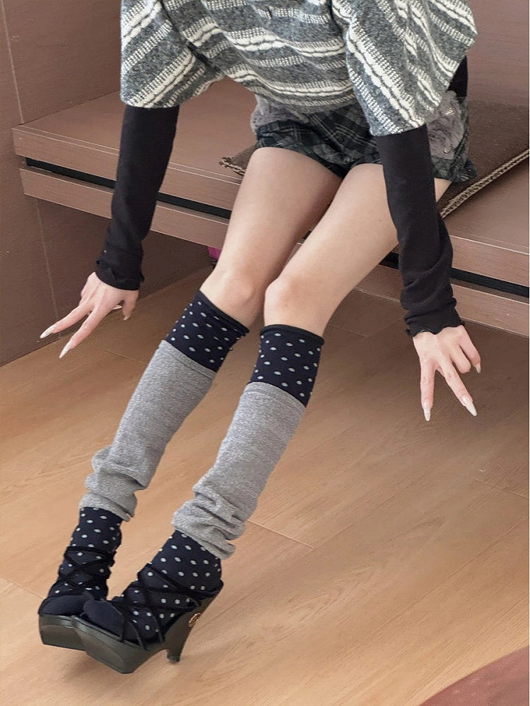 Bas jambières en maille 3 avec motif pois Polka Colors