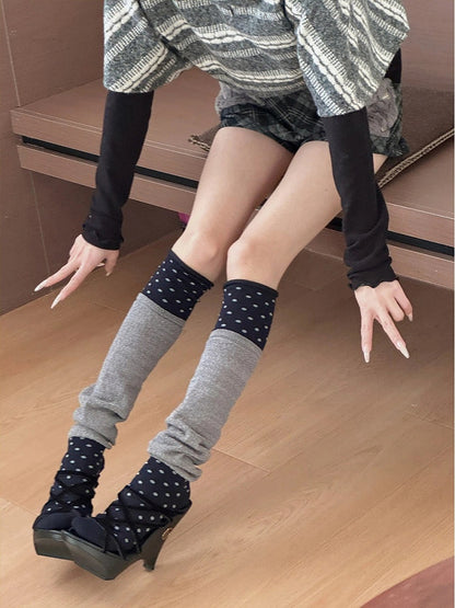Bas jambières en maille 3 avec motif pois Polka Colors