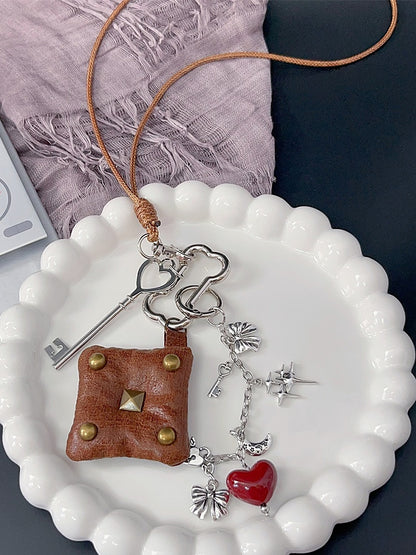 ペンダントパンクネックレスハートとウェイストランドブラウンキー