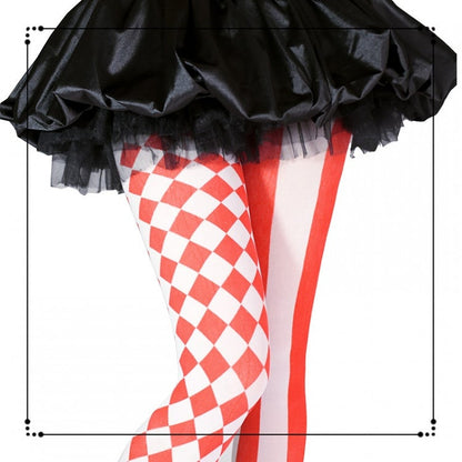 Vibes Asymmetrical Clown / Black Red Tights Circus Print
