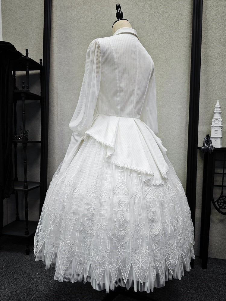 Sleeves Long Shirt Lolita White Collar Gothic Pointed Flat