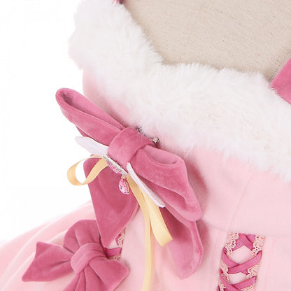 Bowknot Details Lace-up Basque Waist Pink Lolita Jumper Skirt Sweet Dress