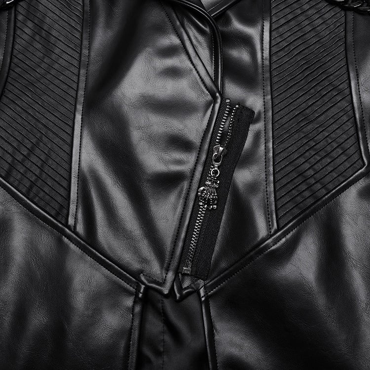 Black Punk Visual Leather Heavy-procesed Jacket