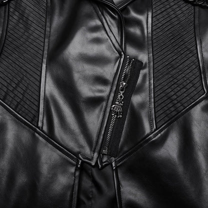 Black Punk Visual Leather Heavy-procesed Jacket