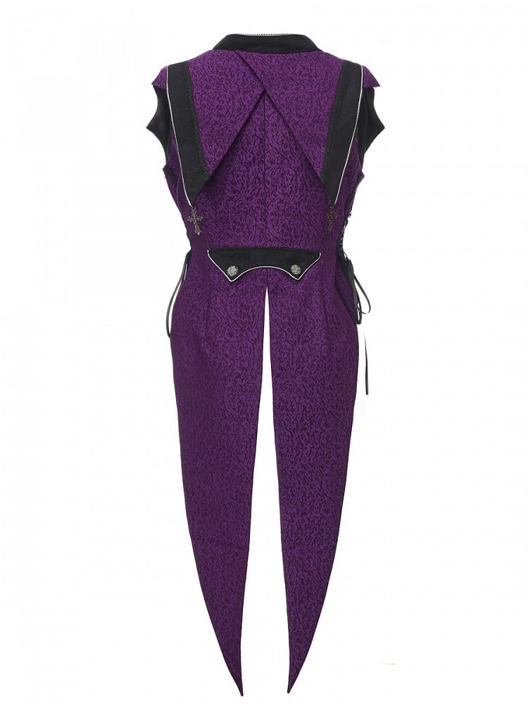 Style Elegant Prince Waistcoat Lolita Tailcoat Ouji Purple Charms Cross with