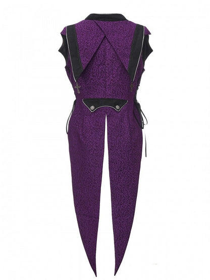 Style Elegant Prince Waistcoat Lolita Tailcoat Ouji Purple Charms Cross with