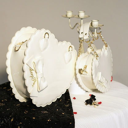 White Decor Fashion S/L - Style Lolita Heart Size Sweet Bow for with Bag