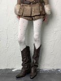 Y2K White Polka-dot Print Tights
