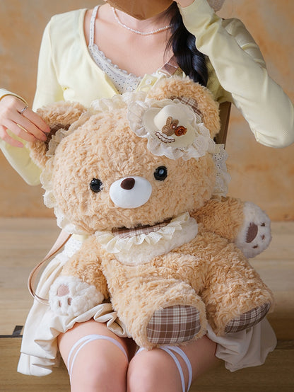 Shoulder Khaki Bear Straps Detachable 50cm Plush Backpack