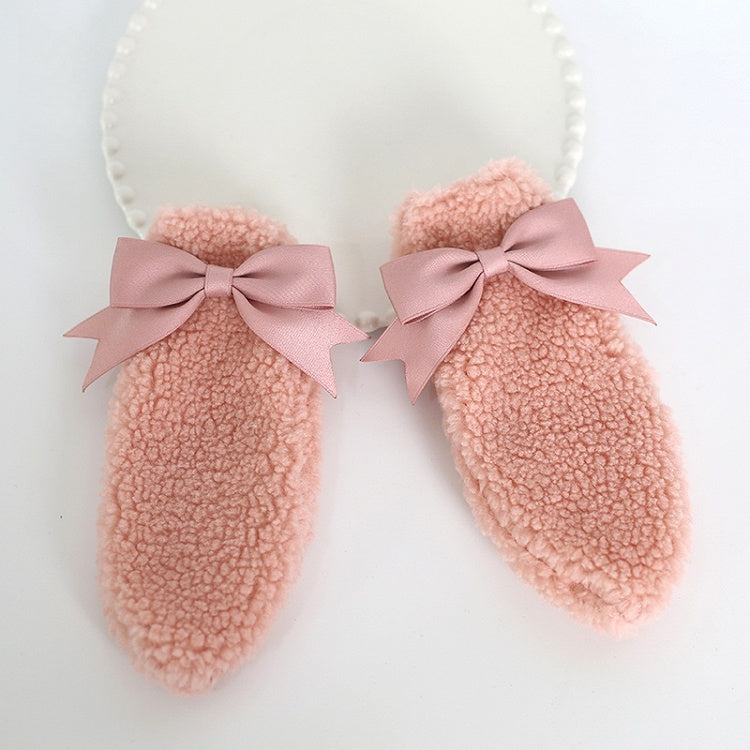 Bows Ear A Plush of Cute Pink Bunny Lolita Hairclips Pair Dusty