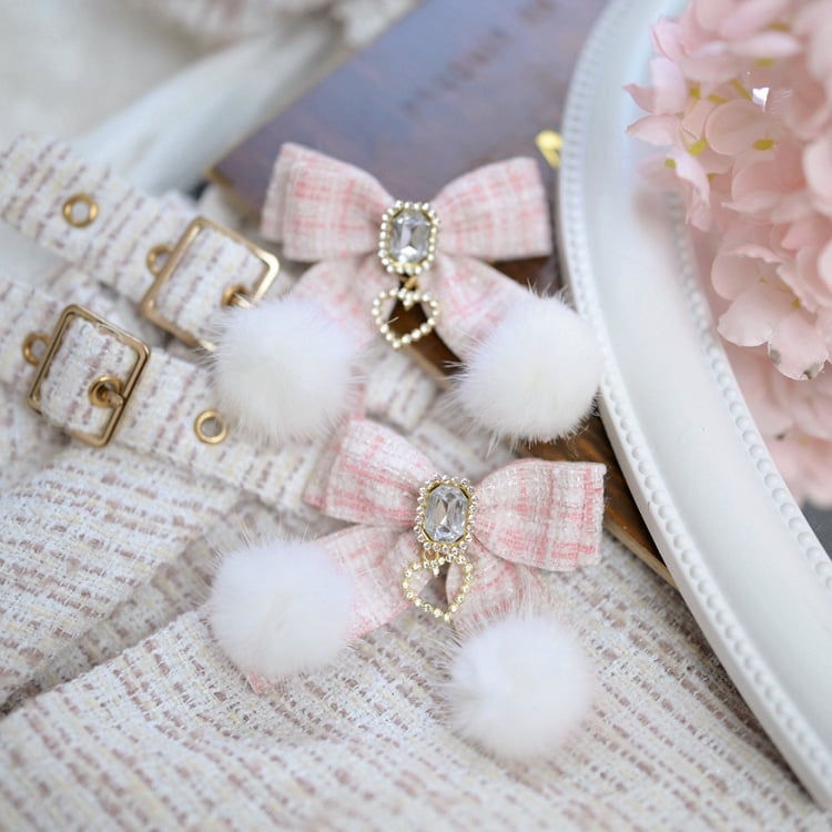 Jirai Kei Rhinestone Hair Clips with Heart Charm