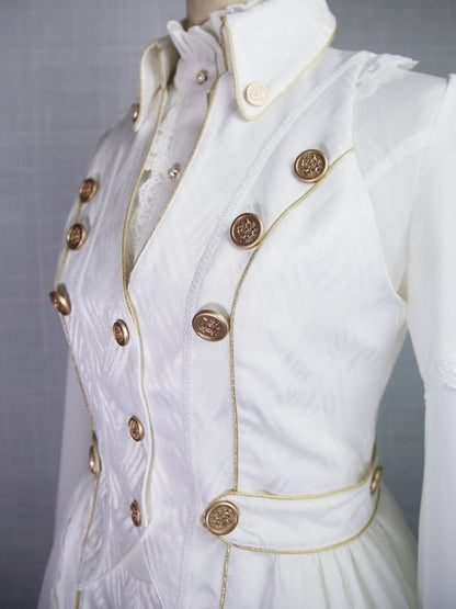 Abnehmbarer seitlicher Lolita-Ouji-Schleier in Weiß mit langer Weste