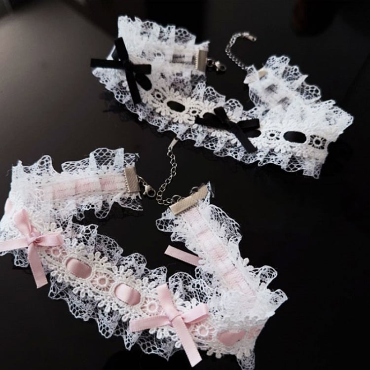 4 Black/Pink Bow Choker Lace Options