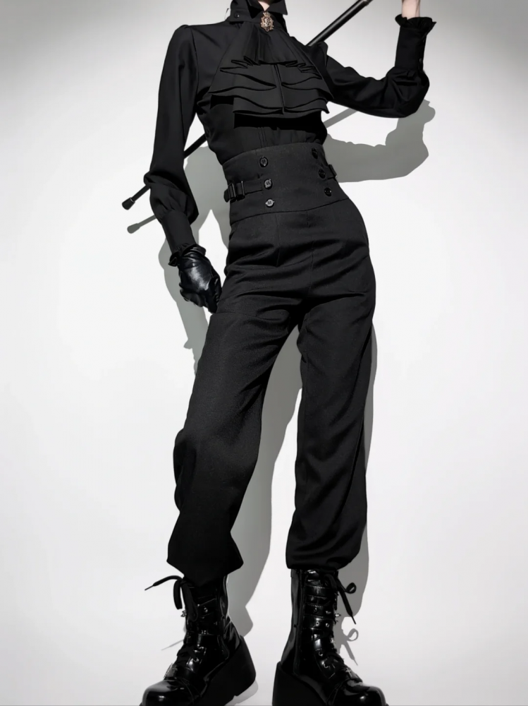 ブラックコルセットベルトハイウエスト王子ロリータパンツ