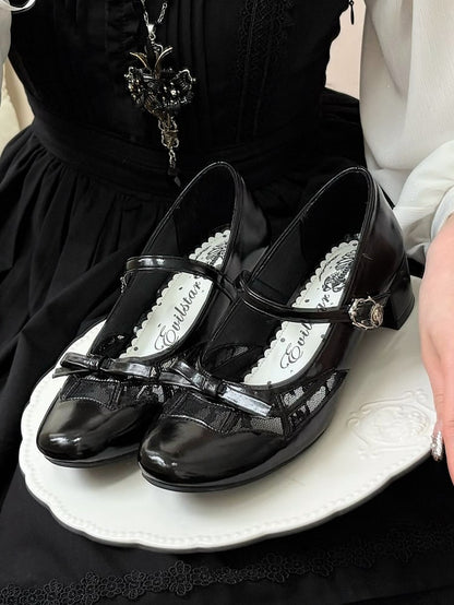 Design Spiderweb Janes Mary Top Black Gothic Bow at