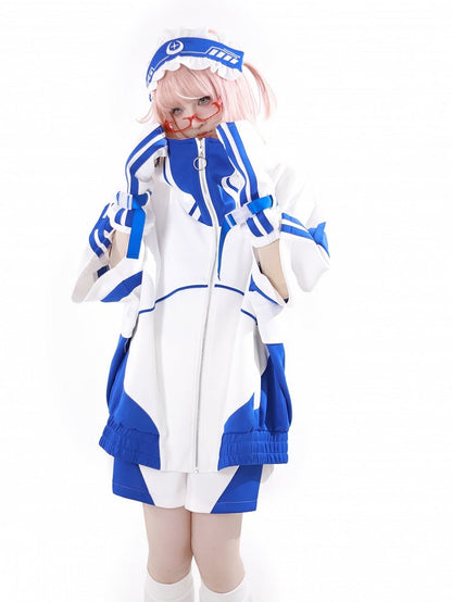 Star Moon White Embroidery Blue Hairband and