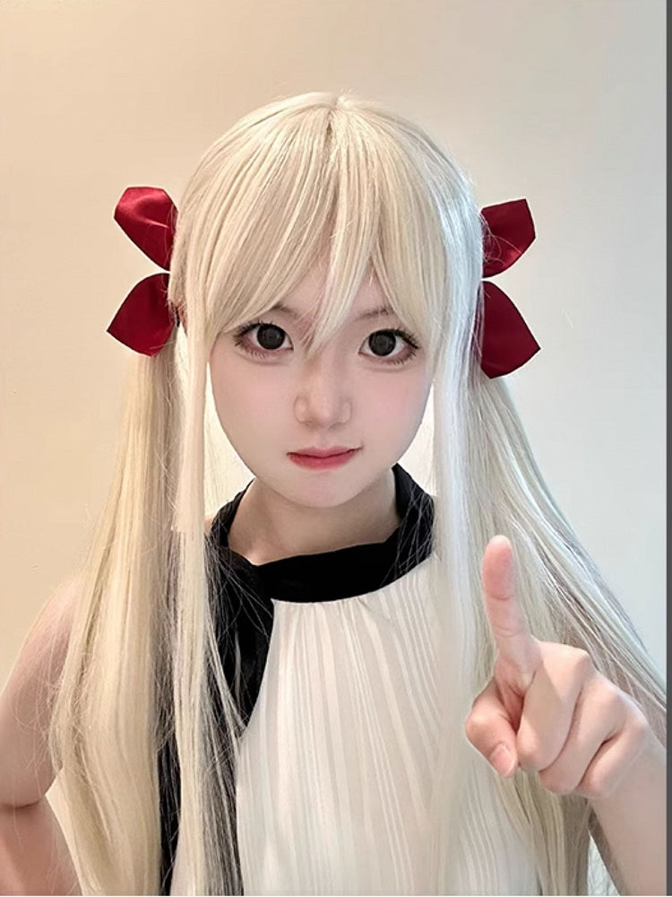 Long Wigs Straight 60cm With Bangs White