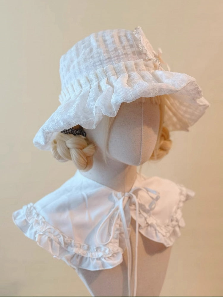 Appliqué White Off Sun Lace Heart Hat