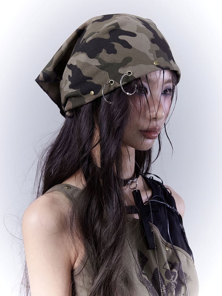 Punk Distressed Nieten Dreieck Camouflage Wasteland Schal