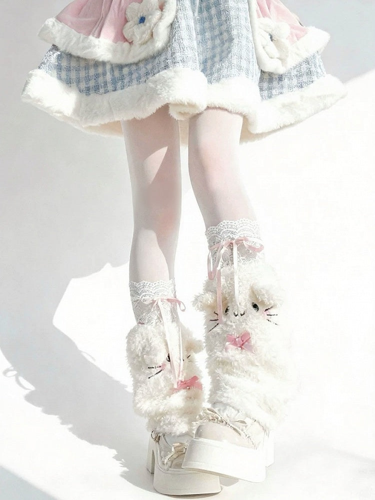 Lace Thigh-High White Bow Stockings -