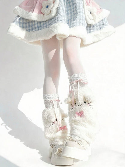 Lace Thigh-High White Bow Stockings -