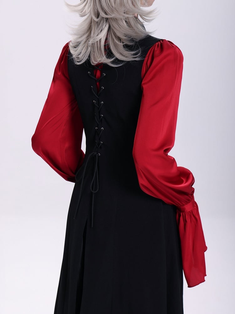 Black Ouji Long Waistcoat with Lace-Up Back and Cutout Details - DevilInspired Exclusive Collection