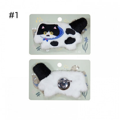 Süße Plüschbrosche in Katzenform