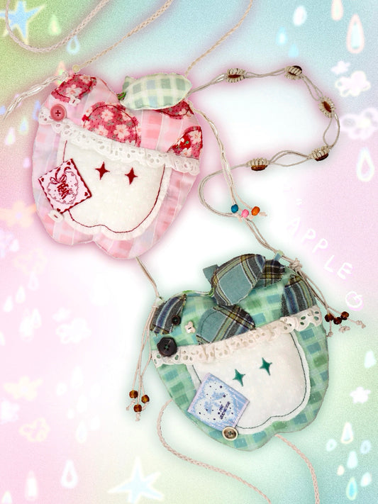 with Apple-Inspired Bag Patterns Plaid Pink/Green Floral Y2K Patchwork and Crossbody