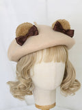 Camel / Beige Coffee Cute Bear Ears Beret Woolen