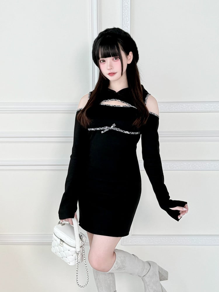 Crossbody/Handtasche, gestepptes Dekor mit Jirai Pink/Weiß/Schwarz Kei Strass