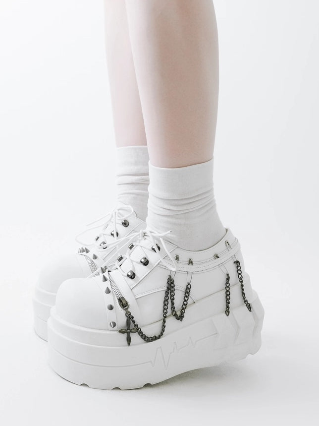 in Shoes Chain with White Punk Goth Charm Detachable Platform