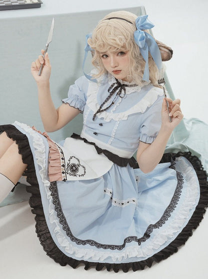 Schürze Mädchen Süßes Kleid Karo + Hase