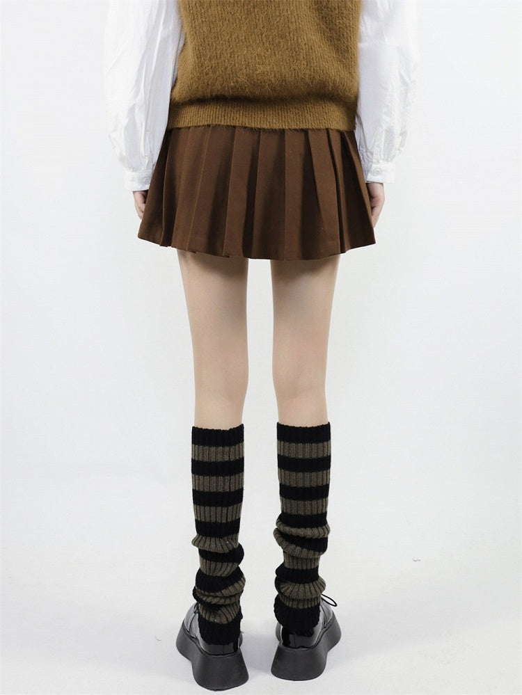 Warmers Stripes Knit Leg 48cm and Dark Black Gray Warm