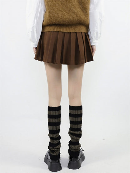Warmers Stripes Knit Leg 48cm and Dark Black Gray Warm