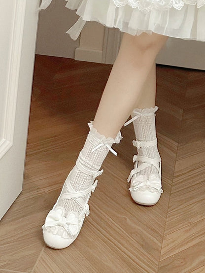 Janes White Crisscross Low-heel Straps in Mary PU with