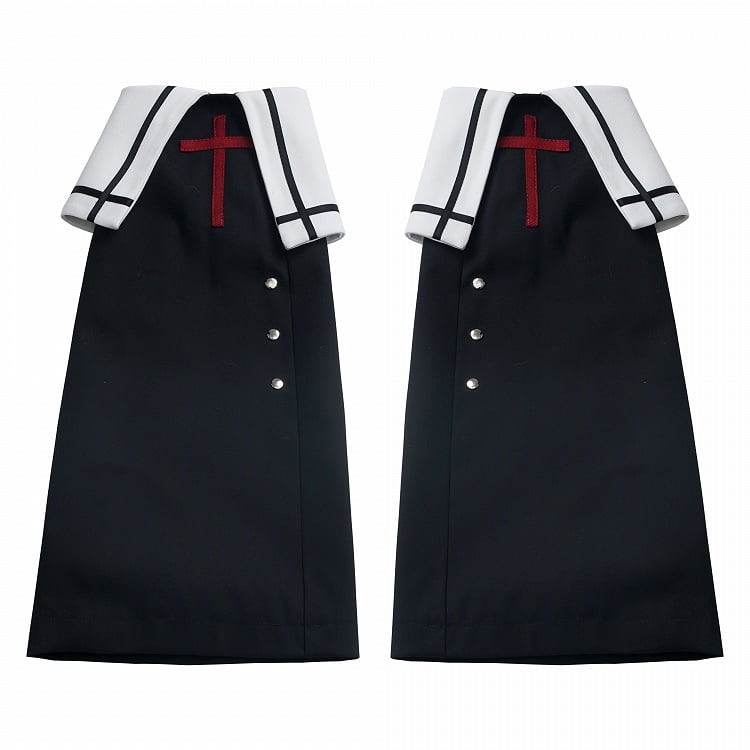 ブラッククロススタッズ装飾レッグウォーマー