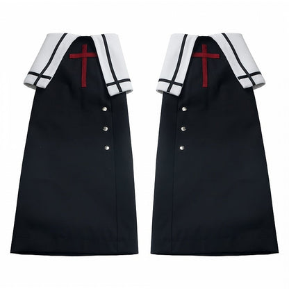 ブラッククロススタッズ装飾レッグウォーマー