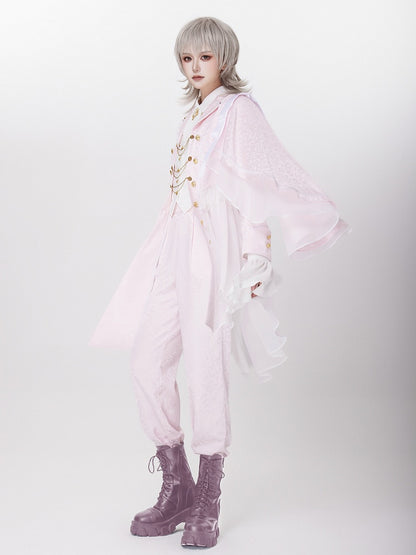 Sakura Pink Cherry Blossom Jacquard Cape Coat - DevilInspired Exclusive Collection