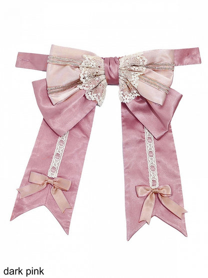 Blush & Deep Pink Lolita Ribbon Train Embellished with Delicate Lace - Alice Girl