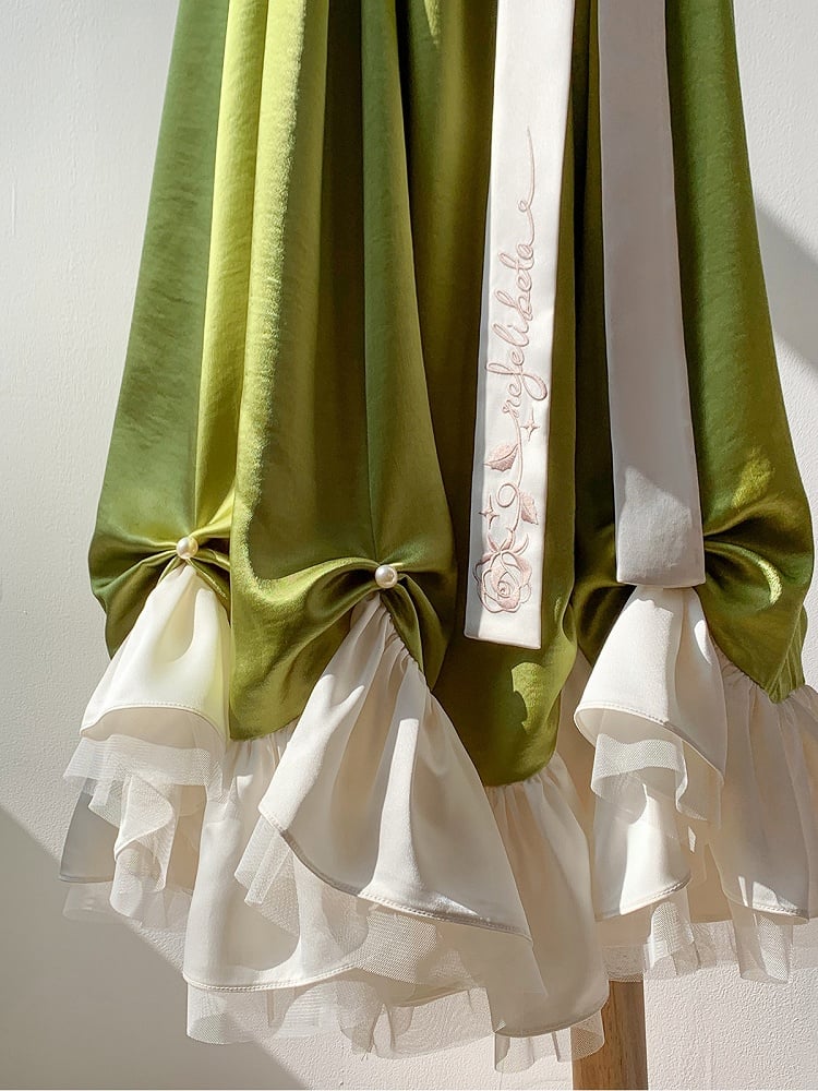 Details Maxi Empire Green Bead Waist Lolita Dress One Elegant