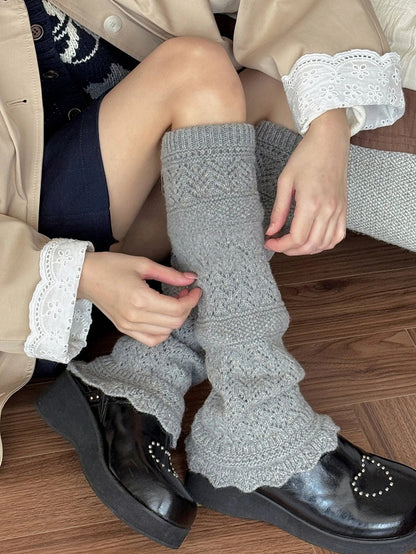 Knit White/Pink/Coffee/Gray/Black Warmers Leg