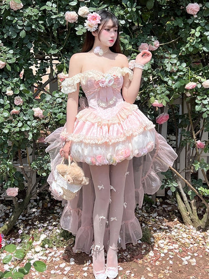 Kei Pink Fairy Bubble Korsettkleid mit floralen Verzierungen