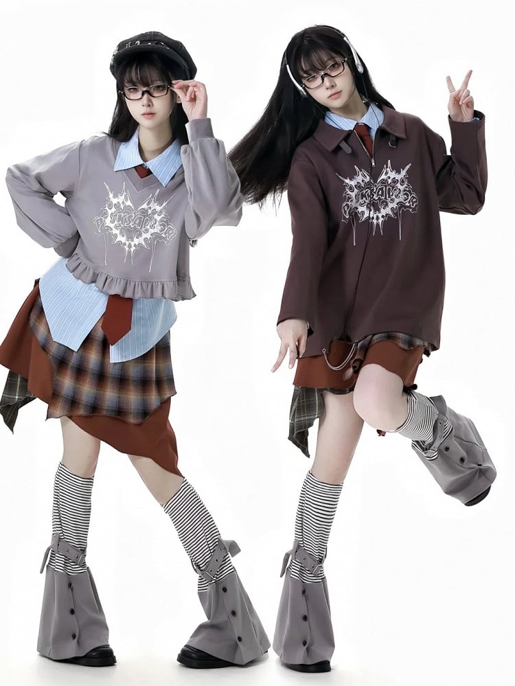 フリータイ ライトブルーストライプ アシンメトリーヘム プレッピーシャツ