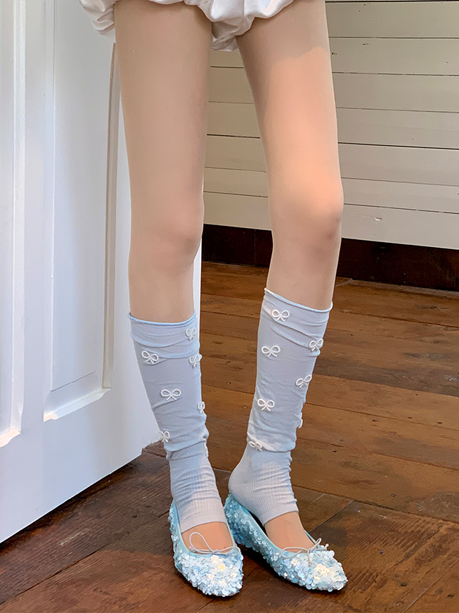 Pink/White/Green/Blue/Light Bowknots Leg Grey/Dark Ballet Warmers Style Grey/Black Beaded