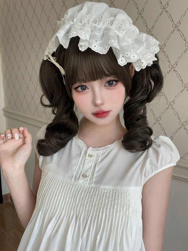 Brown Short Bob Cut Synthetic Wig With Double Ponytail Claw Clips