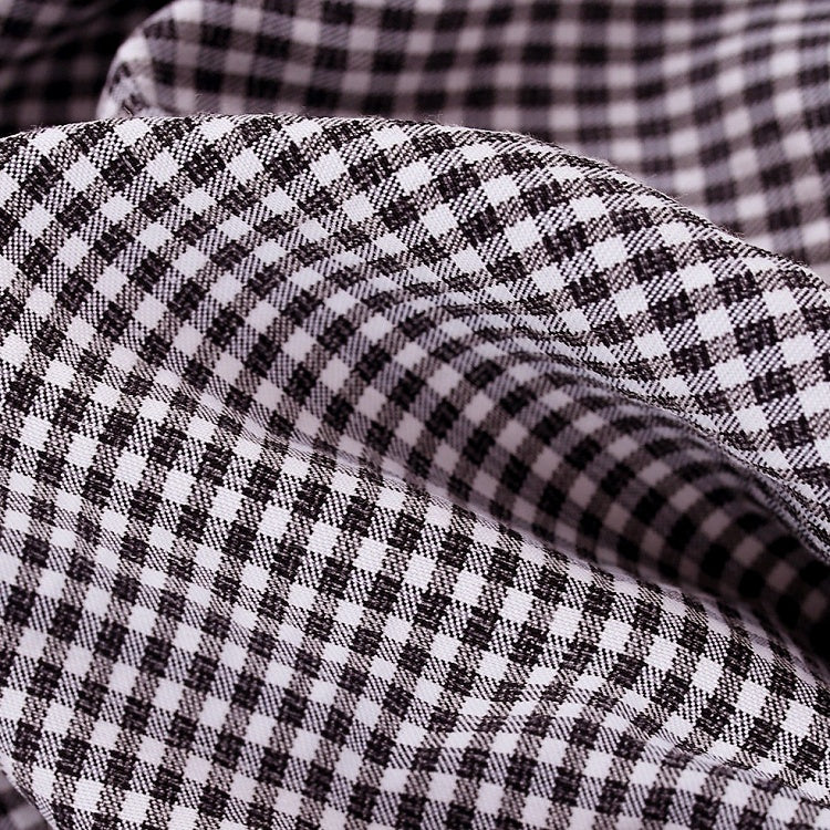 Black & White Gingham Peter Pan Collar Puff-Sleeve Blouse - serendipity