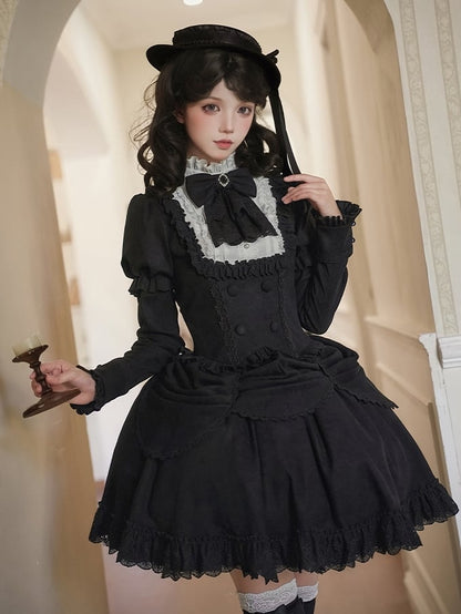 Lolita White Version Skirt Double-Layer Black and Short