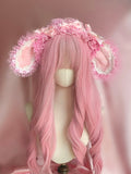 Bowknot Trimming Cute Ear Pink-White Bunny KC Plush