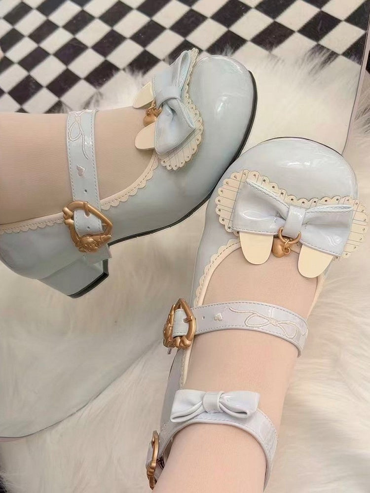 Blue - Janes Scalloped Light Design Themed Bunny Snap Edge Mary Sweet Heart Lolita