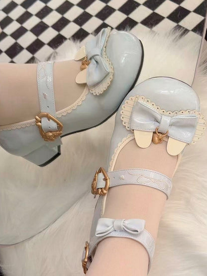 Blue - Janes Scalloped Light Design Themed Bunny Snap Edge Mary Sweet Heart Lolita